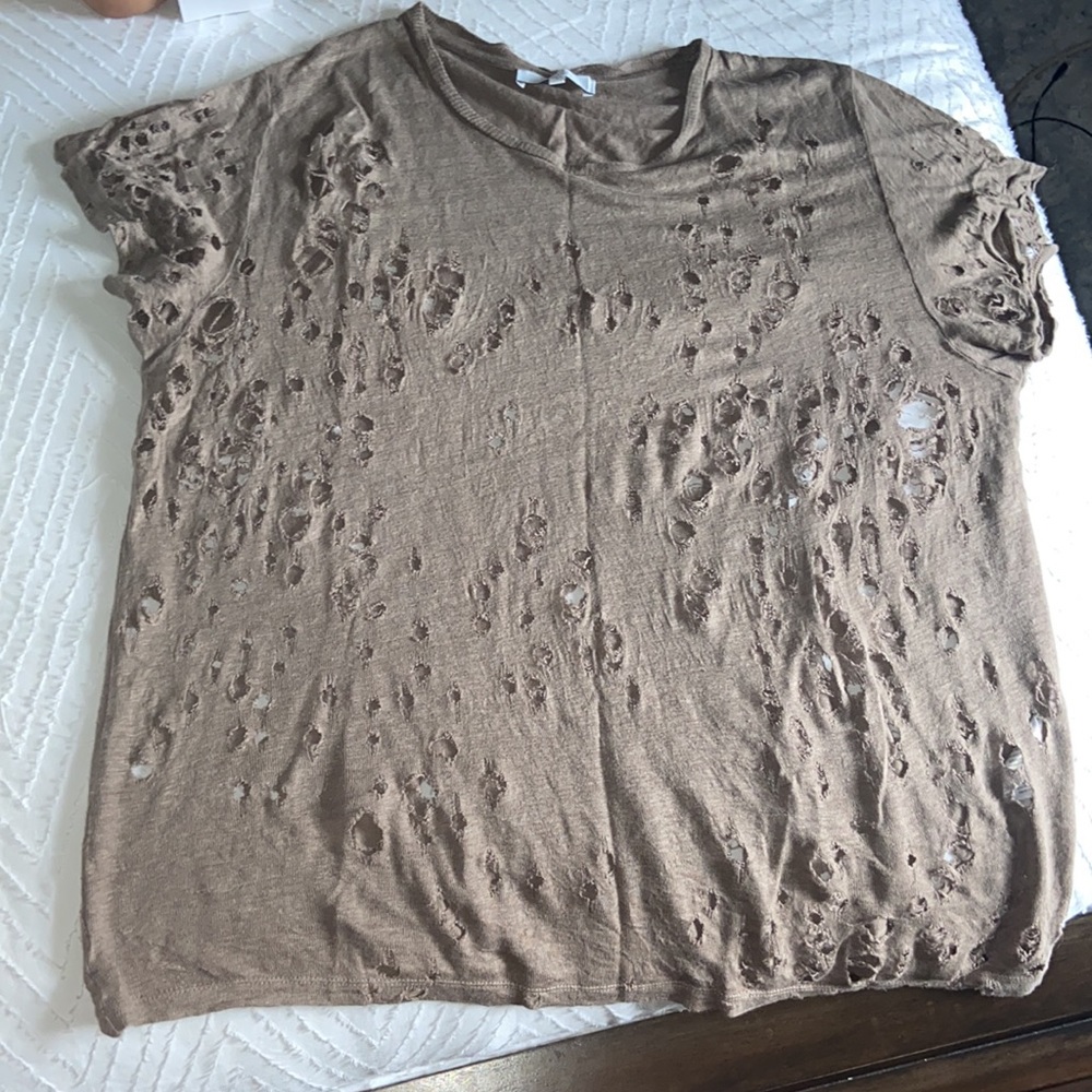 IRO Linen Distressed Clay Tee t-shirt top sheer - Picture 16 of 17